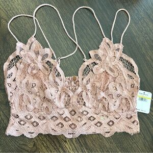 Free People Floral Lace Bralette in Soft Pink